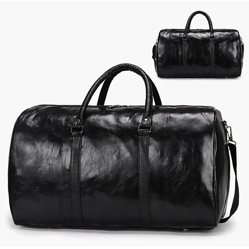 2024 Leather Travel Bag Large Duffle Independent Big Fitness Bags Handbag Bag Luggage Shoulder Bag Black Men Fashion Zipper Pu
