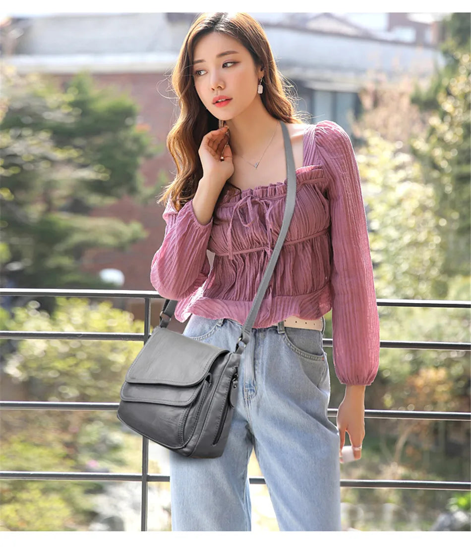 2023 Fashion Soft Leather Shoulder Bags Luxury Women Handbags Designer Brand Casual Crossbody Bags For Women Sac a Main Female