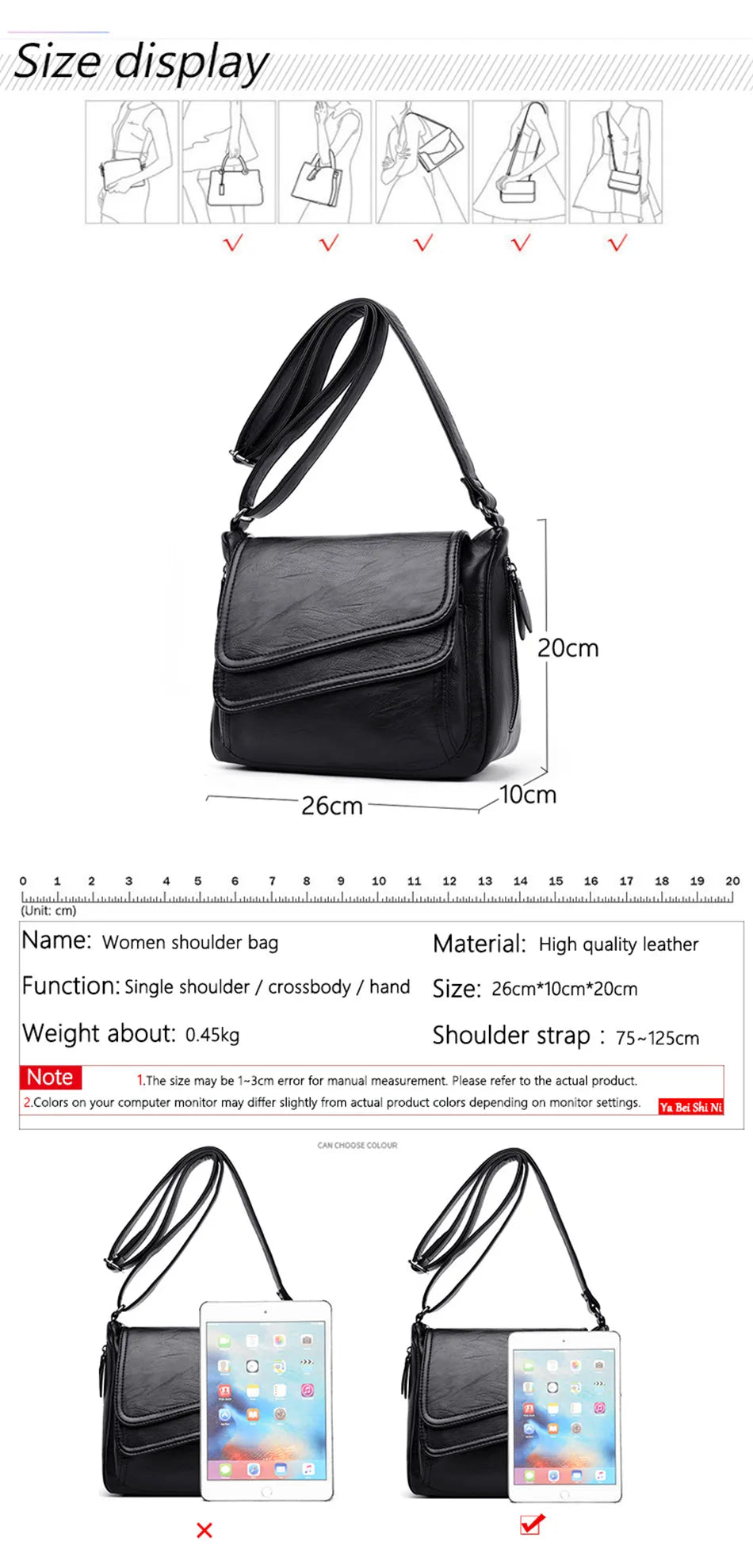 2023 Fashion Soft Leather Shoulder Bags Luxury Women Handbags Designer Brand Casual Crossbody Bags For Women Sac a Main Female