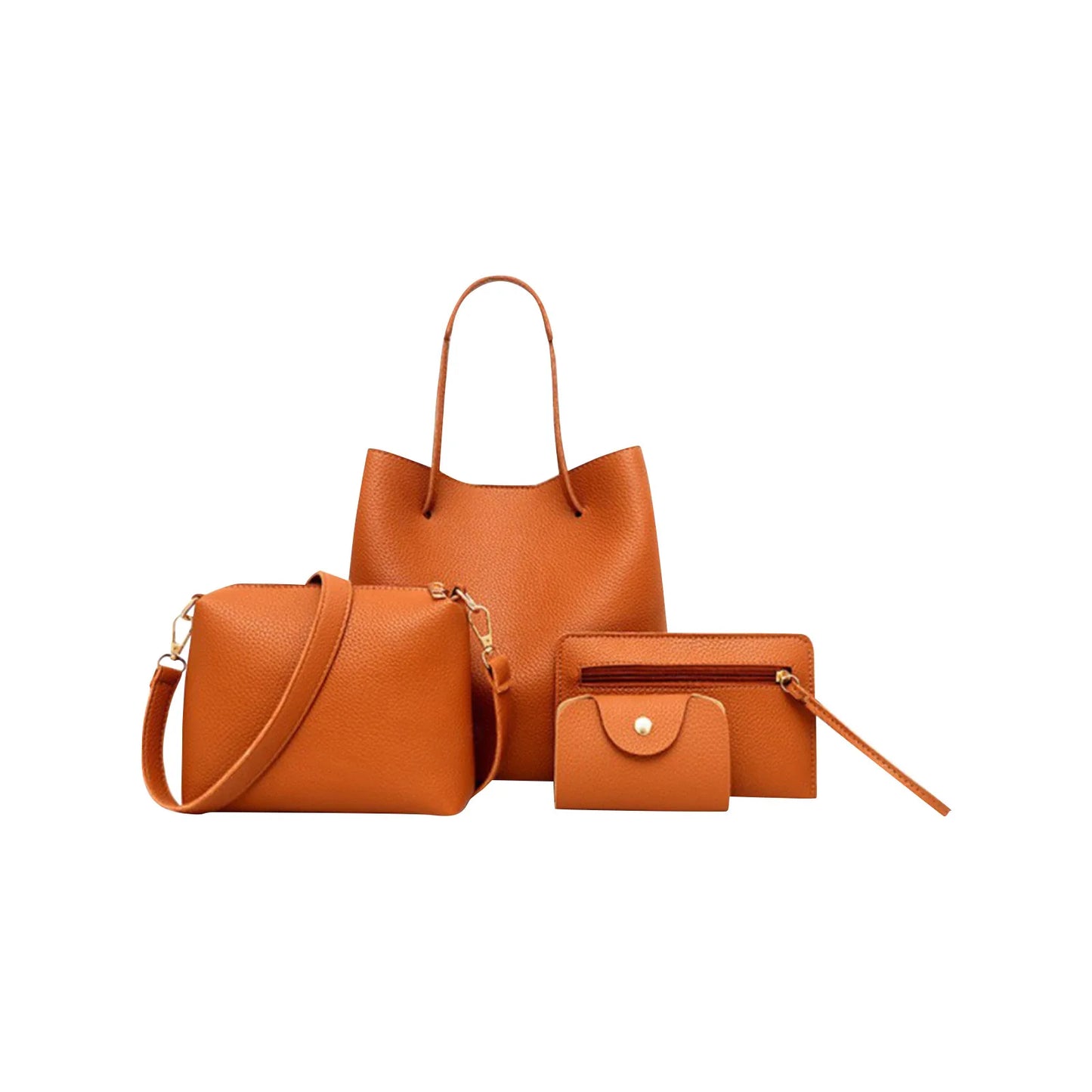 4pcs Women Lady Fashion Handbag Shoulder Bags Tote Purse Messenger Satchel Set Bag Crossbody Card Case Holder Wallet For Girls