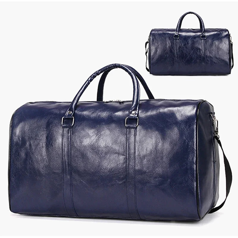 2024 Leather Travel Bag Large Duffle Independent Big Fitness Bags Handbag Bag Luggage Shoulder Bag Black Men Fashion Zipper Pu