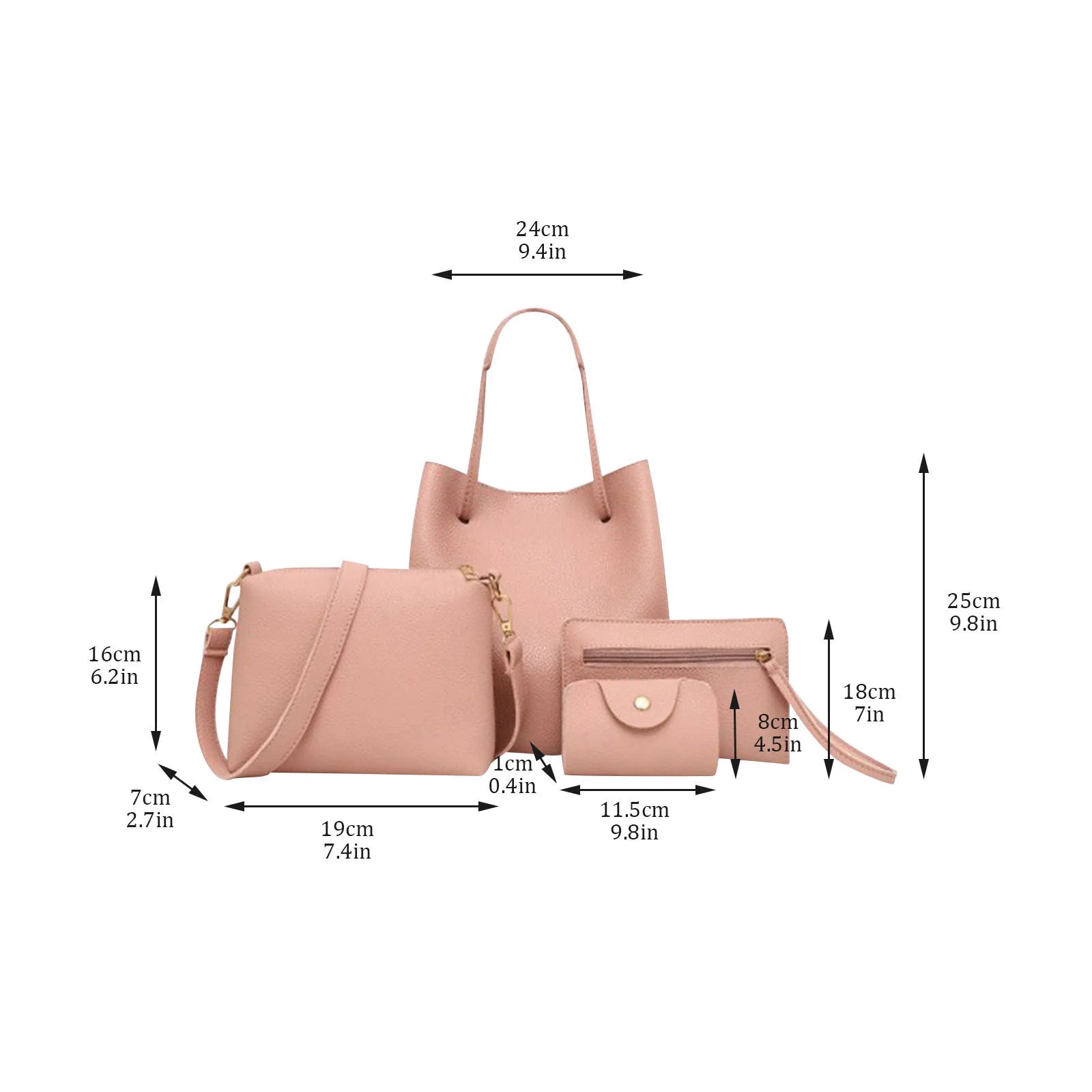 4pcs Women Lady Fashion Handbag Shoulder Bags Tote Purse Messenger Satchel Set Bag Crossbody Card Case Holder Wallet For Girls