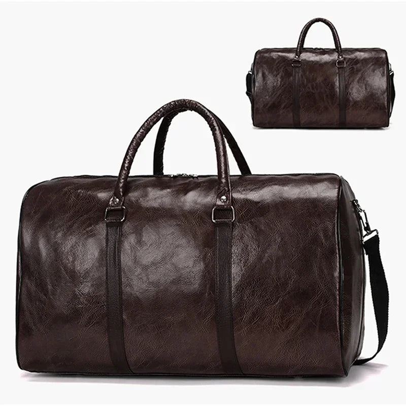 2024 Leather Travel Bag Large Duffle Independent Big Fitness Bags Handbag Bag Luggage Shoulder Bag Black Men Fashion Zipper Pu