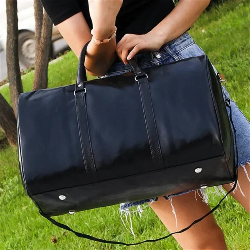 2024 Leather Travel Bag Large Duffle Independent Big Fitness Bags Handbag Bag Luggage Shoulder Bag Black Men Fashion Zipper Pu