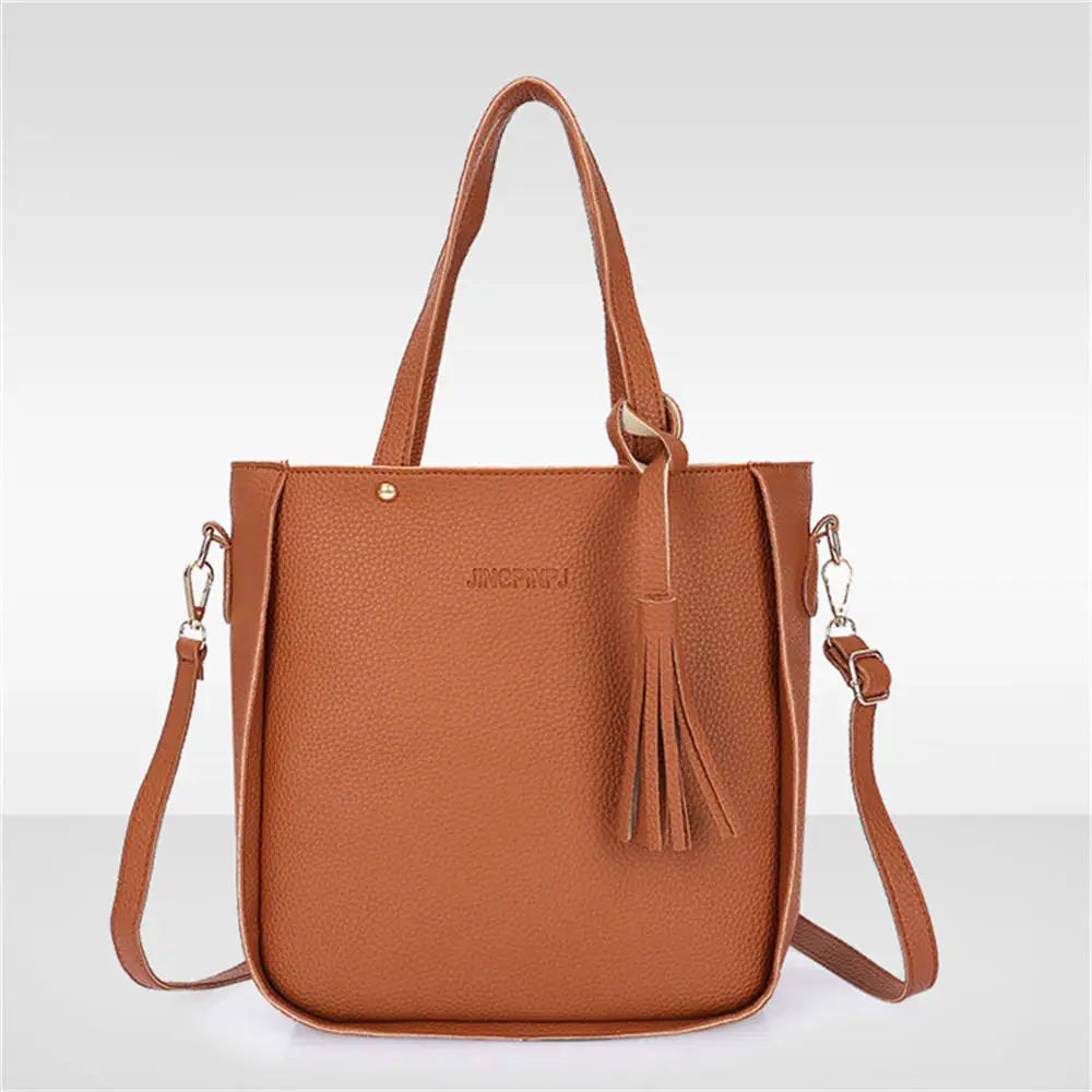 4pcs/Set Fashion Tassels Decoration Pu Leather Shoulder Bag Crossbody Bag Handbag Purse Wallet Solid Color Women Bag Combos 2024