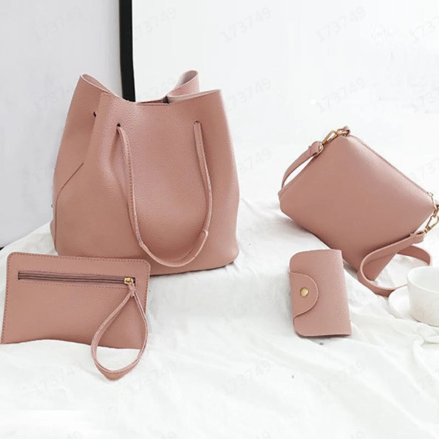 4pcs Women Lady Fashion Handbag Shoulder Bags Tote Purse Messenger Satchel Set Bag Crossbody Card Case Holder Wallet For Girls