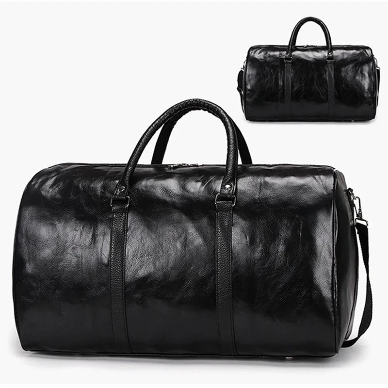 2024 Leather Travel Bag Large Duffle Independent Big Fitness Bags Handbag Bag Luggage Shoulder Bag Black Men Fashion Zipper Pu